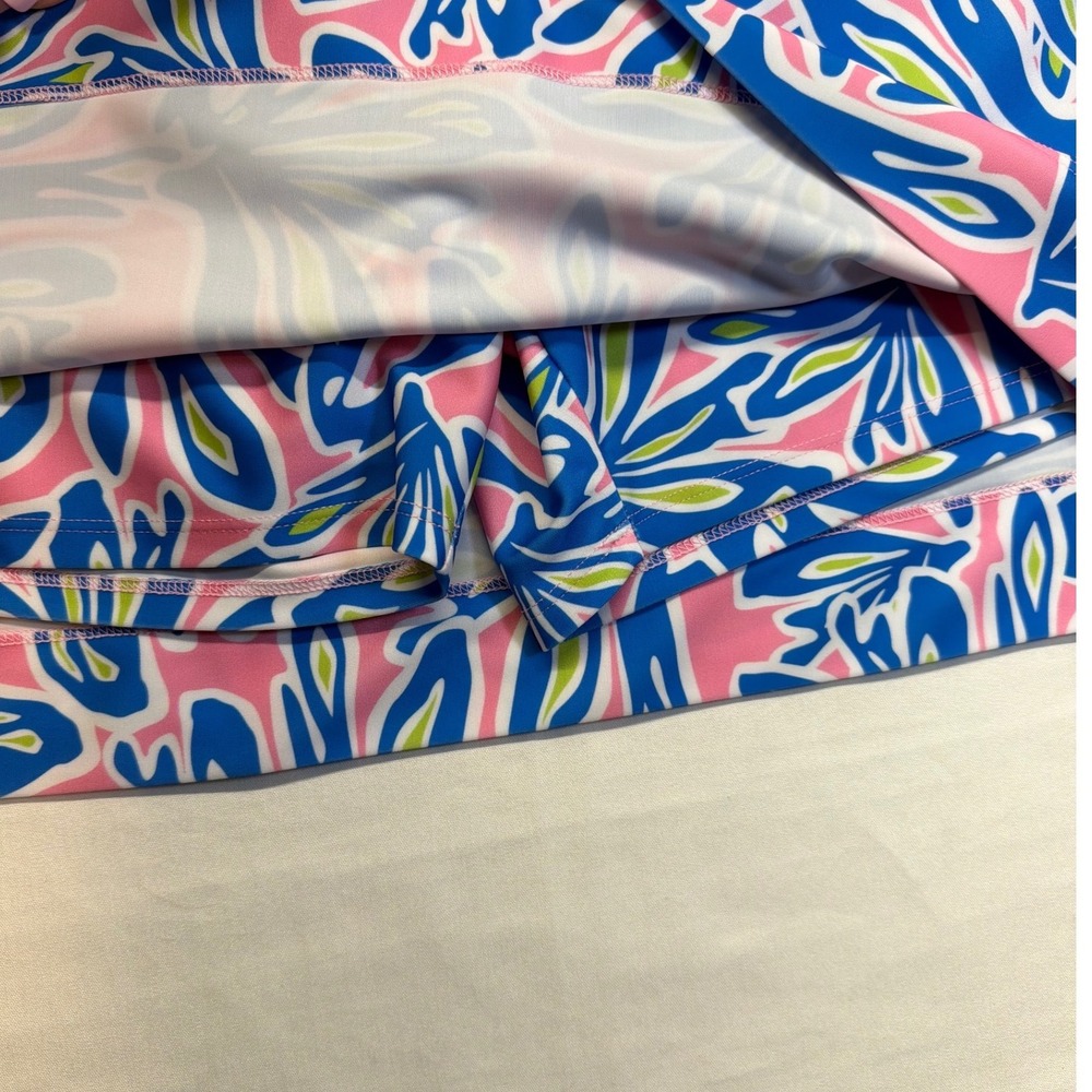 Katherine Way Golf Skort Set L Pink Blue Tropical Print Tennis Pickleball Resort - Picture 10 of 14